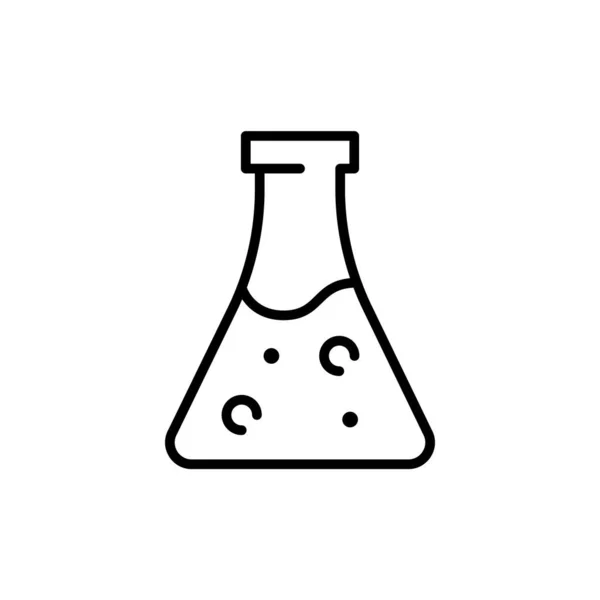 Icono experimento de laboratorio de investigación científica. Signo de bombilla química de línea, equipo de biología médica. Ilustración vectorial — Archivo Imágenes Vectoriales