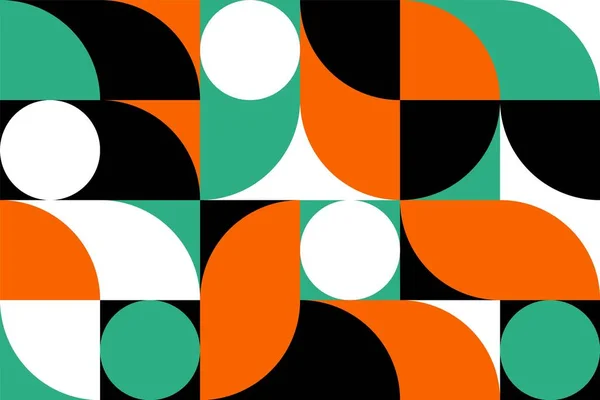Cartel geométrico minimalista. Impresión moderna con formas y formas simples estilo suizo, azulejos mínimos con círculos. Arte vectorial — Vector de stock