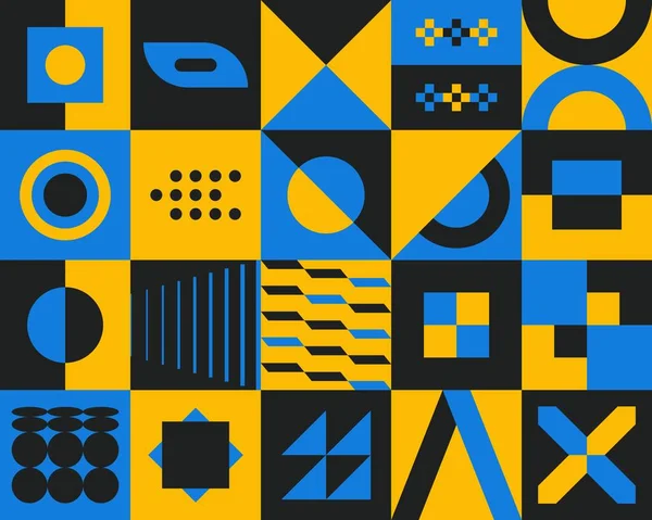 Fondo geométrico abstracto. Formas simples minimalistas audaces estilo suizo, formas brutalistas para póster. Diseño de vectores — Vector de stock