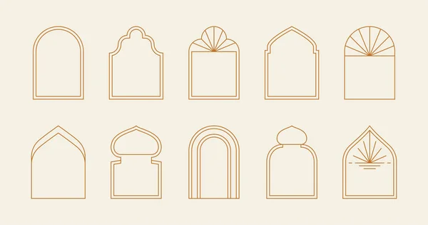 Boho minimal arch frames. Bohemian contemporary borders for esoteric linear logo celestial concept. Vector illustration — Stock Vector
