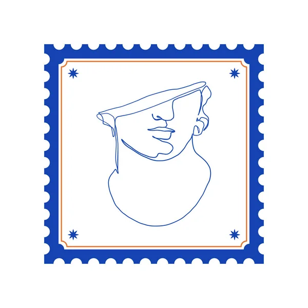 Greek Ancient God Head Stamp Postage Frame Sticker Greece Mythology — Stockový vektor