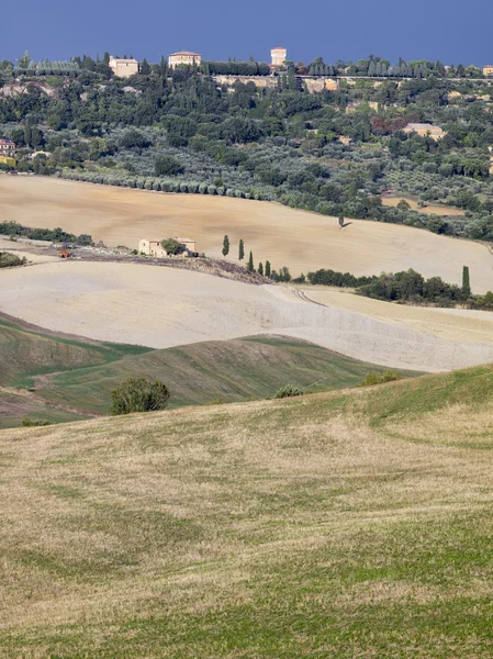 Hoge hoek schot van landschap in Toscane — Stockfoto