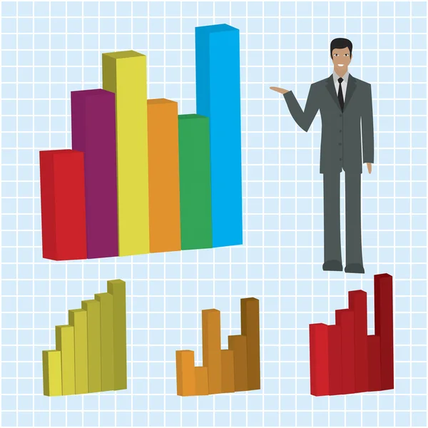 Geschäftsmann erklärt Geschäftsbalkendiagramm — Stockfoto