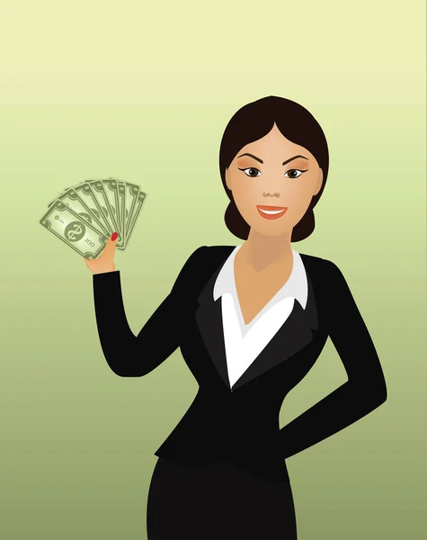 Female with dollar — Stock Photo, Image