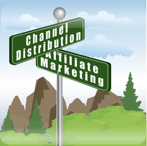 Signo de comercialización de distribución de canales y marketing de afiliados — Foto de Stock