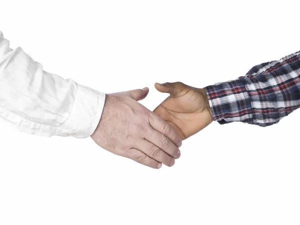 Two human hands starting to hand shake — Stock Photo, Image