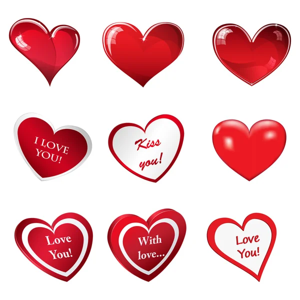 Set of red hearts — Stock Vector