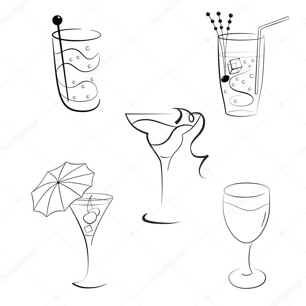 Set of cocktails and wines