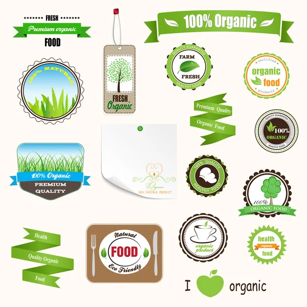 Organic labels, logos and stickers — Stock Vector