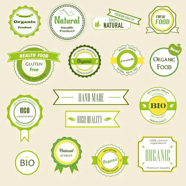 Organic labels, logos and stickers — Stock Vector