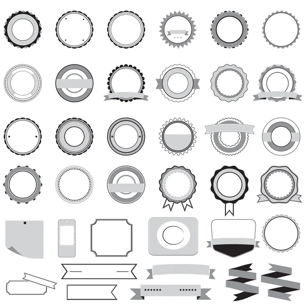 Set of sale badges, labels and stickers without text in gray — Stock Vector