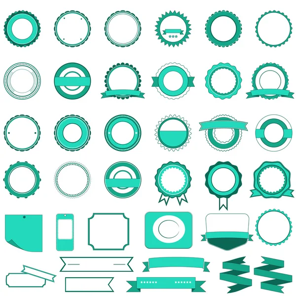 Set of sale badges, labels and stickers without text in cyan — Stock Vector