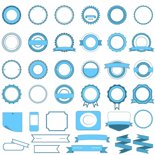 Set of sale badges, labels and stickers without text in light bl — Stock Vector