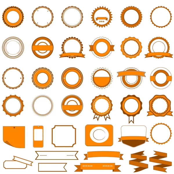 Набор торговых значков, этикеток и наклеек без текста в оранжевом — стоковый вектор