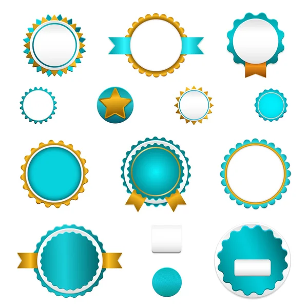 Set of sale badges, labels and stickers without text in light blue — Stock Vector
