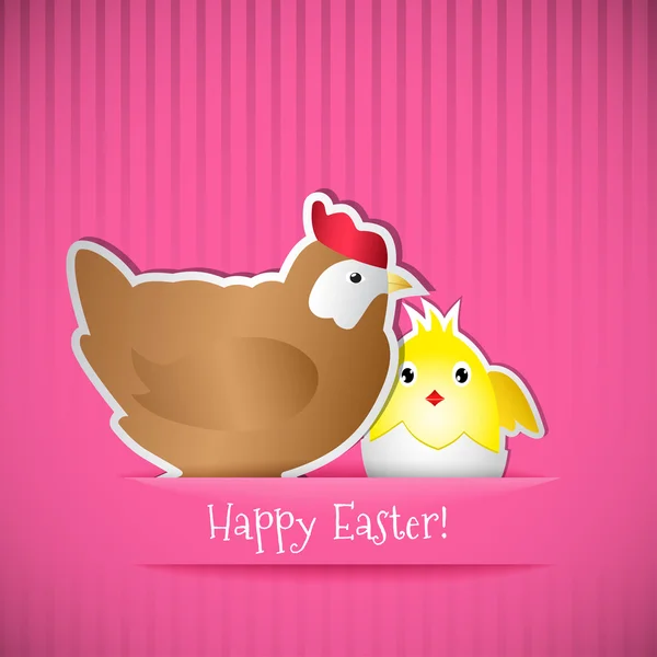 Easter card with chicken and chick — Stock Vector