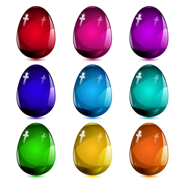 Set de huevos de cristal de Pascua — Vector de stock