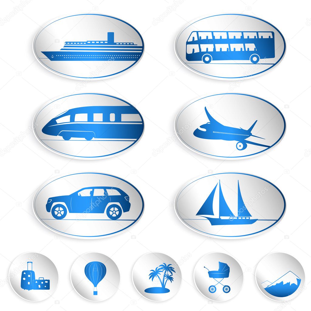 Travel labels, logos and stickers