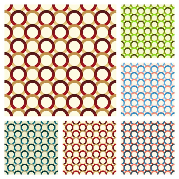 Seamless patterns, consisting of multicolored rings. — Stock Vector