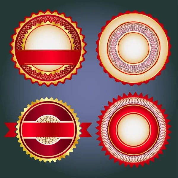 Set of sale badges, labels and stickers in red without text — 스톡 벡터