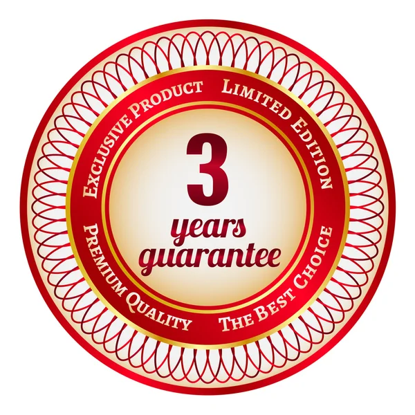 Label on 3 year guarantee — Stock Vector