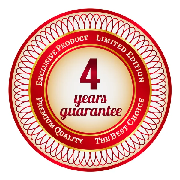 Label on 4 year guarantee — Stock Vector