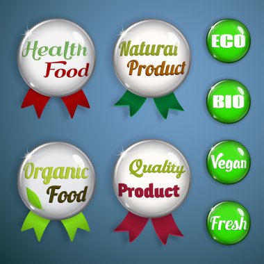 Organik etiketleri, rozetler ve etiketlerini cam