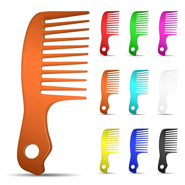Set of multicolored hairbrushes — Stock Vector
