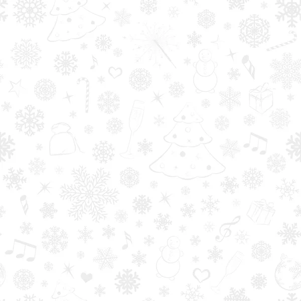 Seamless pattern with snowflakes and Christmas symbols — Stock Vector