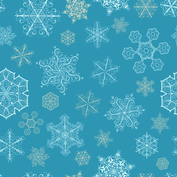 Patrón sin costuras de Navidad con copos de nieve grandes y pequeños — Archivo Imágenes Vectoriales