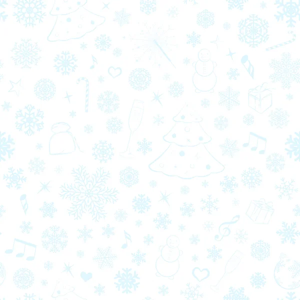 Seamless pattern with snowflakes and Christmas symbols — Stock Vector