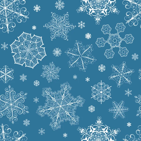 Patrón sin costuras de Navidad de copos de nieve — Vector de stock