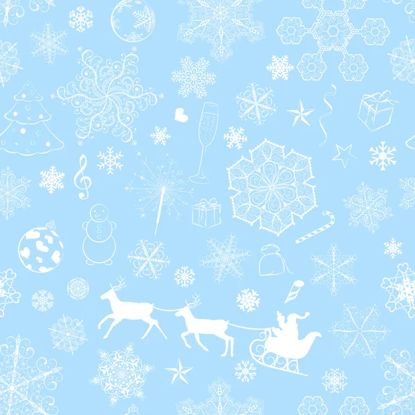 クリスマスのシームレスな光青パターン — ストックベクタ