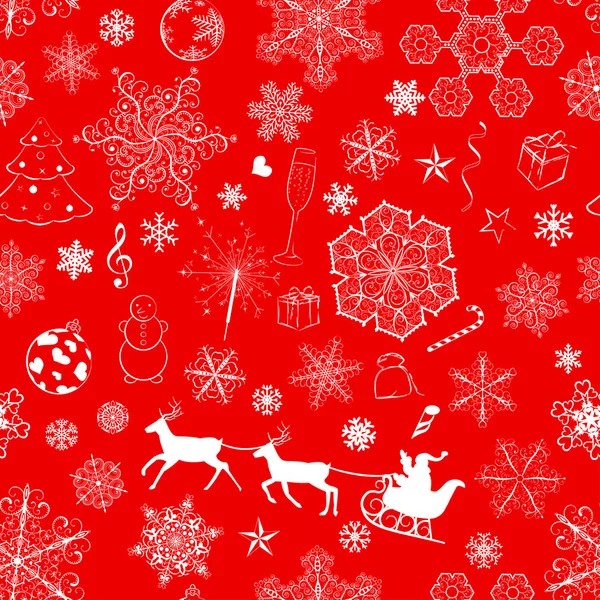 クリスマスのシームレスな赤のパターン — ストックベクタ