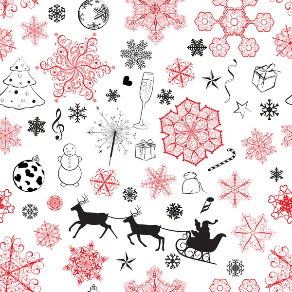 Christmas seamless red-black pattern — Stock Vector