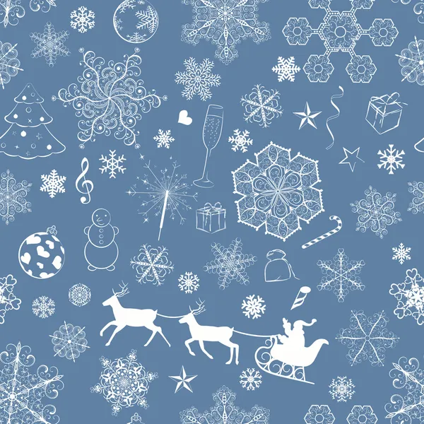 圣诞无缝暗蓝色图案 — 图库矢量图片