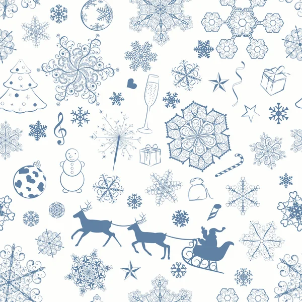 クリスマスのシームレスな暗い青パターン — ストックベクタ