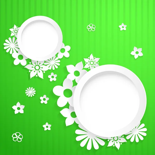 Arrière-plan avec cercles et fleurs en papier — Image vectorielle