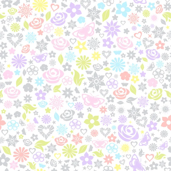 Multicolored seamless pattern of flowers — Stock Vector