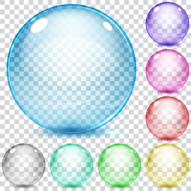 Set of multicolored transparent glass spheres clipart