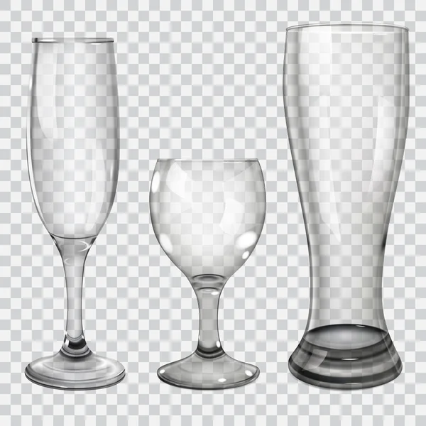 Set of transparent glass goblets — Stock Vector