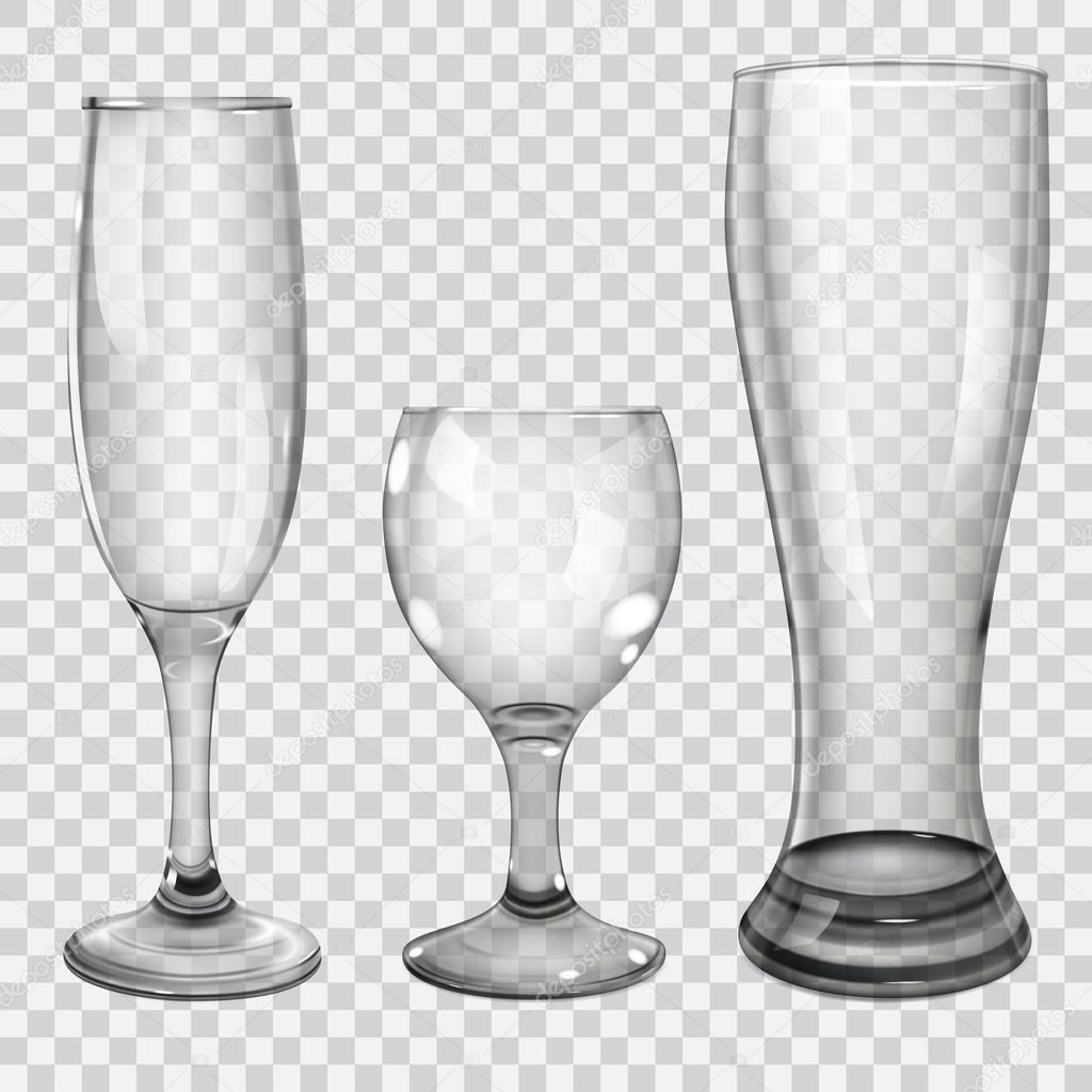 Set of transparent glass goblets