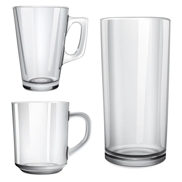 Dois copos de vidro e um copo para suco — Vetor de Stock