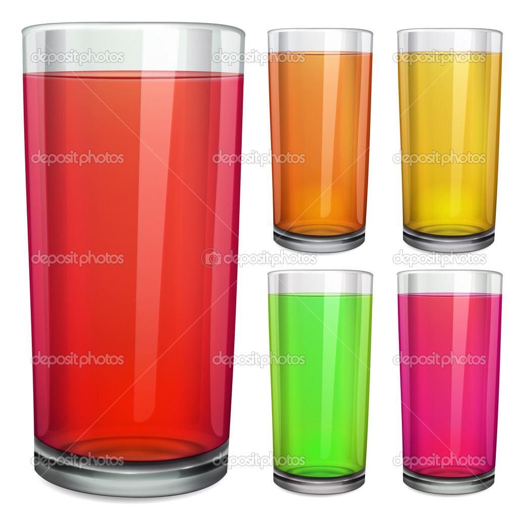 Glasses with colored juice