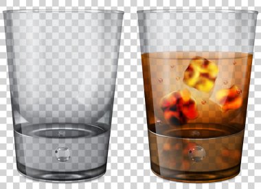 viski cam buz küpleri ile