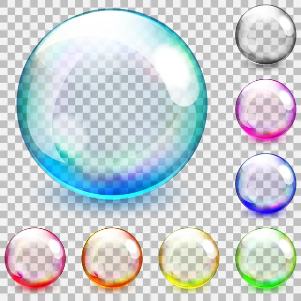 Sphères en verre transparent multicolores — Image vectorielle