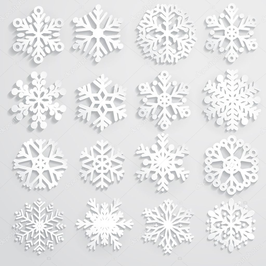 Set of paper snowflakes