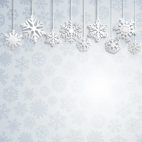 Vánoční pozadí s předsazením sněhové vločky — Stockový vektor