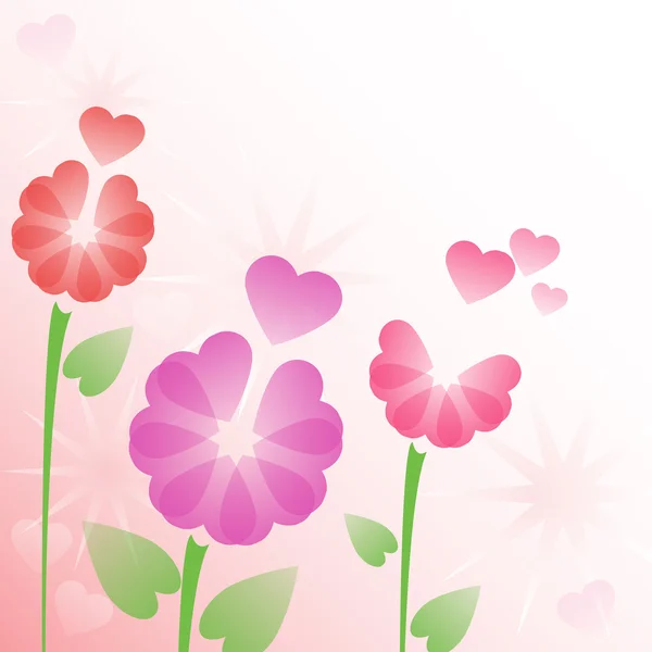 Fondo floral con corazones — Vector de stock