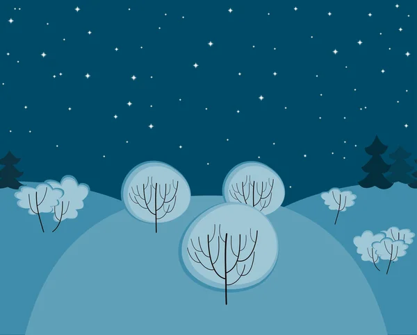 Nacht winterlandschap naadloze — Stockvector